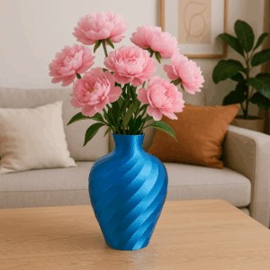 Vaso Decorativo 3D “Espiral Elegante” – Design Moderno em Azul