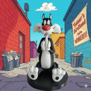 Gato Sylvester – Miniatura Impressa em 3D para Fãs de Verdade!