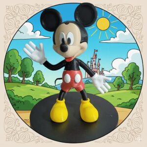 Mickey Mouse Clássico 🐭 - Estátua Exclusiva em Impressão 3D com Fundo Vintage